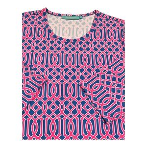 Anthony's Resort Wear‎ Geometric Print Dress XL Blue Pink Knee-Length